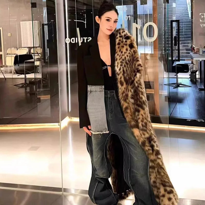Faux Fur Coat – Leopard Print Long – Faux Fur – Leopard Print | KIMLUD