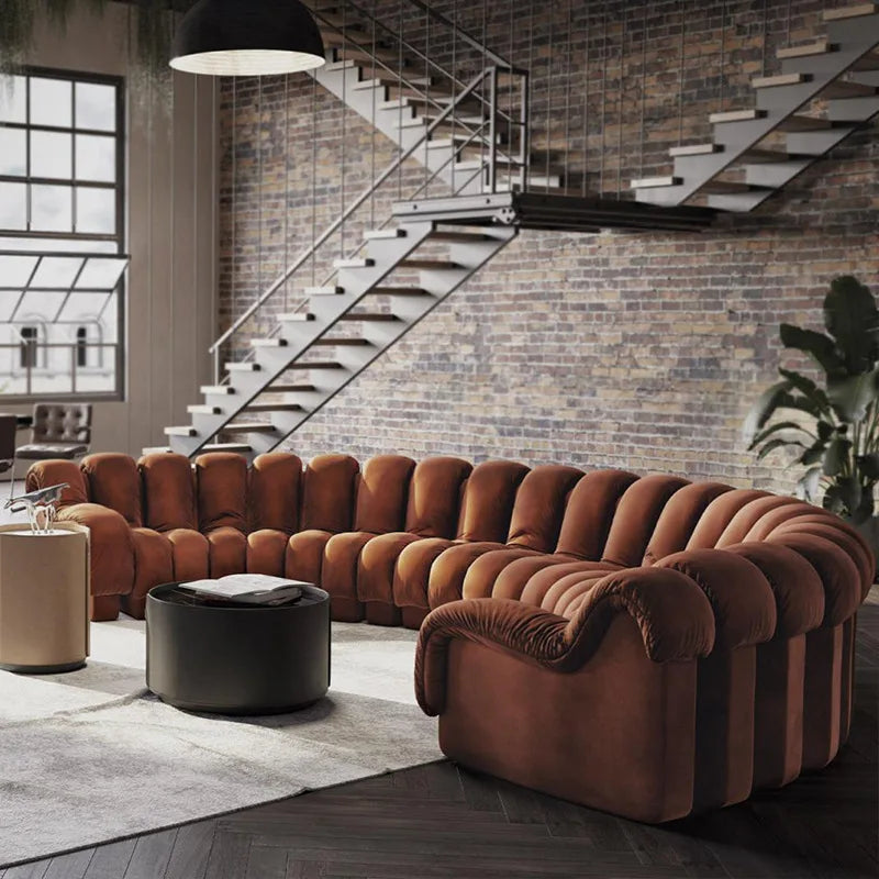 Artistic Leather Snake Curved Sofa — White | KIMLUD