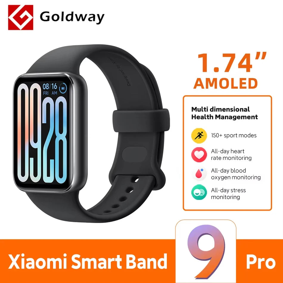 Global Version Xiaomi Smart Band 9 Pro 1.74'' AMOLED Display 21 Days Battery Life Miband Bracelet 150+ Sport Mode Health Monitor
