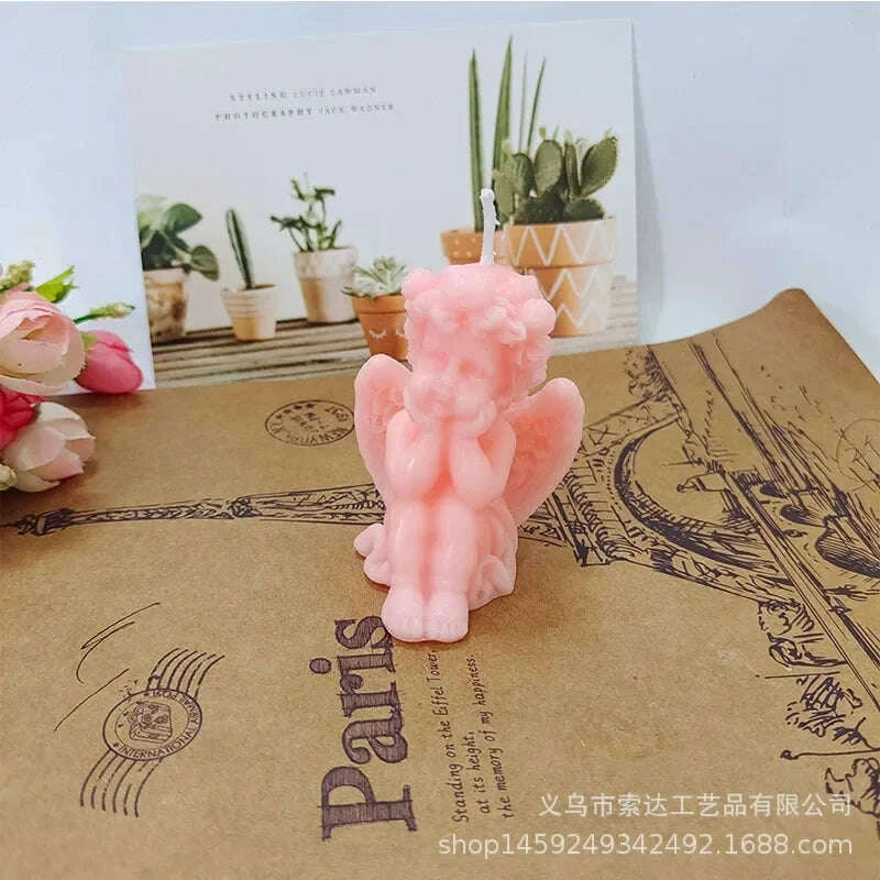 KIMLUD, Cute Candles Cupid Angel Scented Candle Ins Small Art Decorative Aromatic Candles Home Fragrant Decoration Candle Posing Props, KIMLUD Womens Clothes