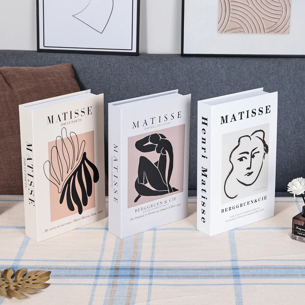Foldable Faux Books Three-Piece Set for Couture Coffee Table Decor — Black | KIMLUD