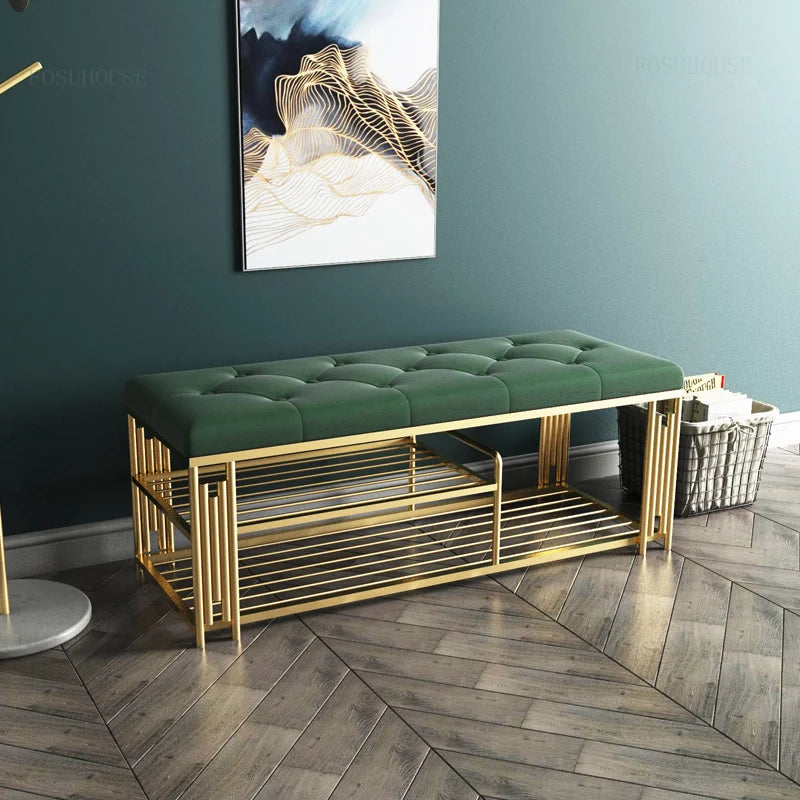 Fashion Cloakroom Hotel Shoe Changing Stools Light Luxury Living Room Storage Ottomans Creative Household Furniture Shoe Shelf T