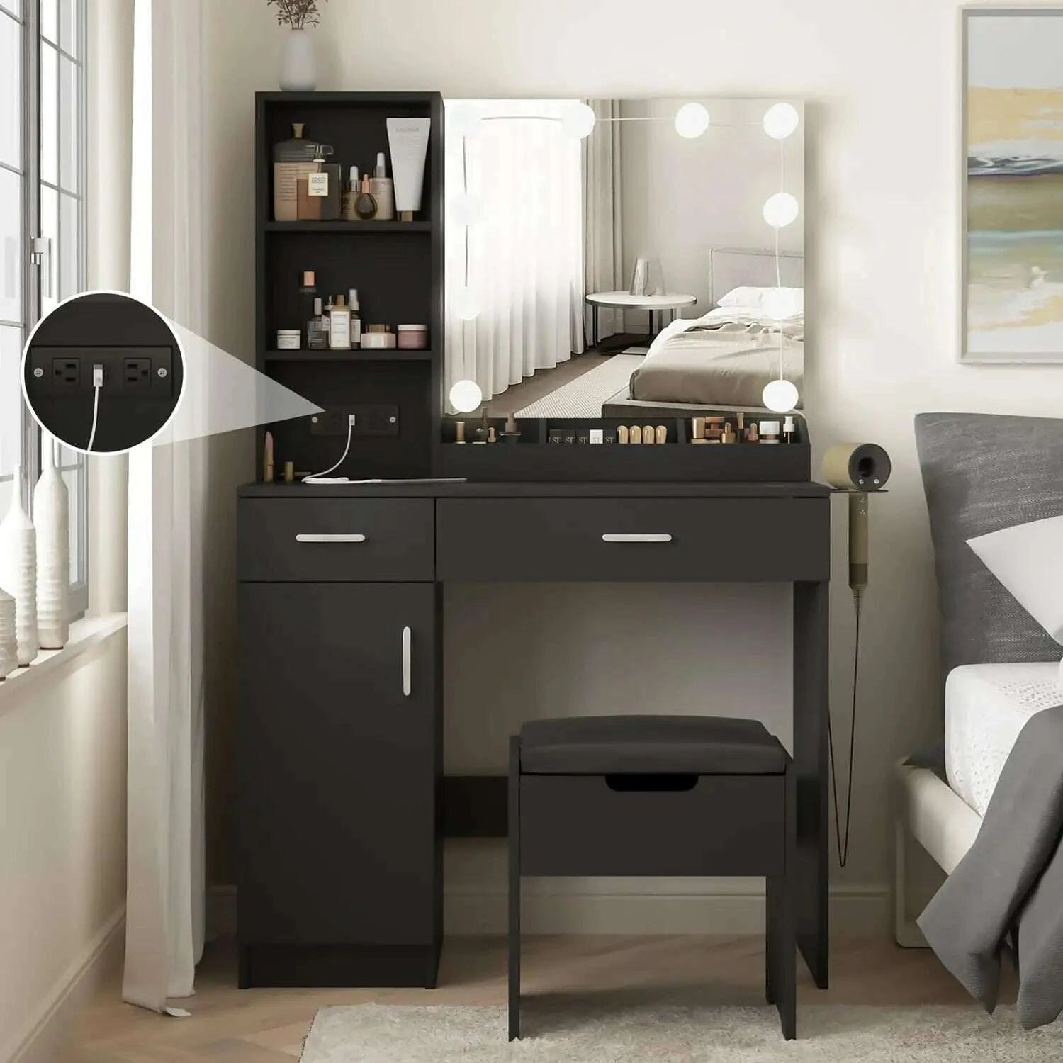 dressing-table-makeup-vanity-desk-with-lighted-mirror-power-strip-black-vanity-table-set-with-lights-and-lots-storage-kimlud-kimlud-33921546
