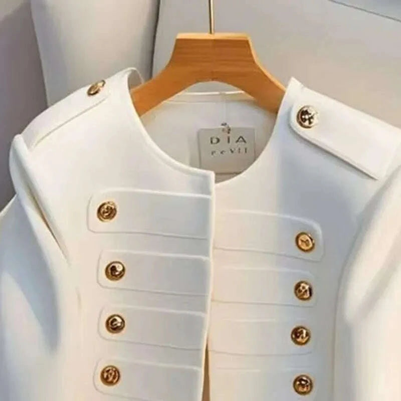 KIMLUD, Korean Fashion Women's Jackets 2025 Autumn All-match New white Long Sleeve Temperament Top Lady Ladies Short Coat Outerwear, KIMLUD Womens Clothes