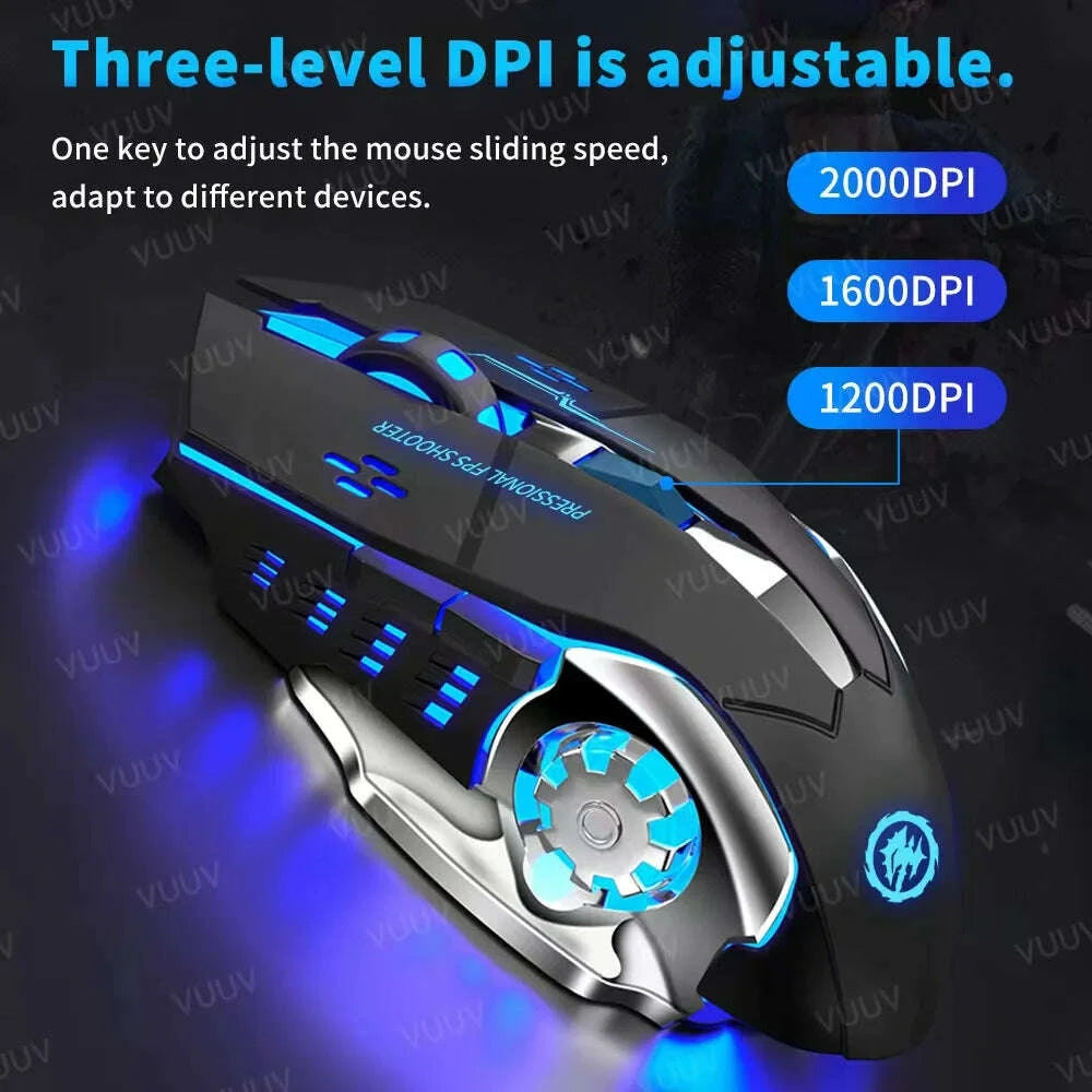 KIMLUD, AIEACH Bluetooth Mouse Gaming Computer Rechargeable Wireless Mouse USB Mechanical E-Sports Backlight PC Gamer Mouse For Computer, KIMLUD Womens Clothes