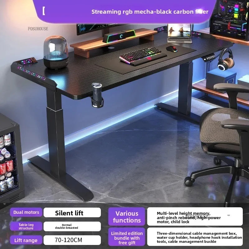 L-Shaped Desk Height-Adjustable Electric With Quiet Motor And Programming Presets — Black | KIMLUD