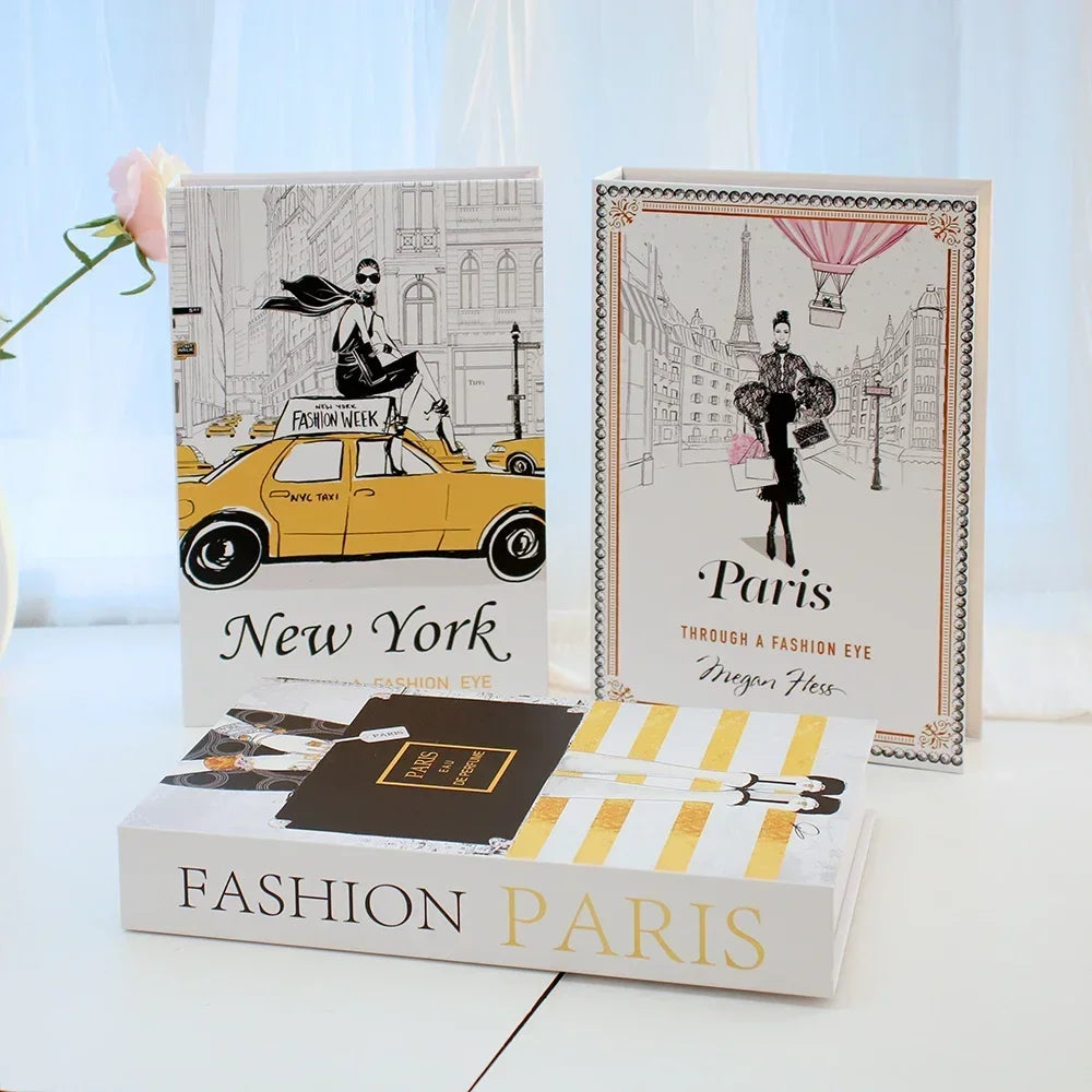 Foldable Faux Books Three-Piece Set for Couture Coffee Table Decor — Black | KIMLUD