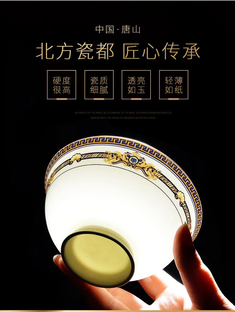 Gilded Bone China Dinnerware Set 60-Piece — Ivory | KIMLUD
