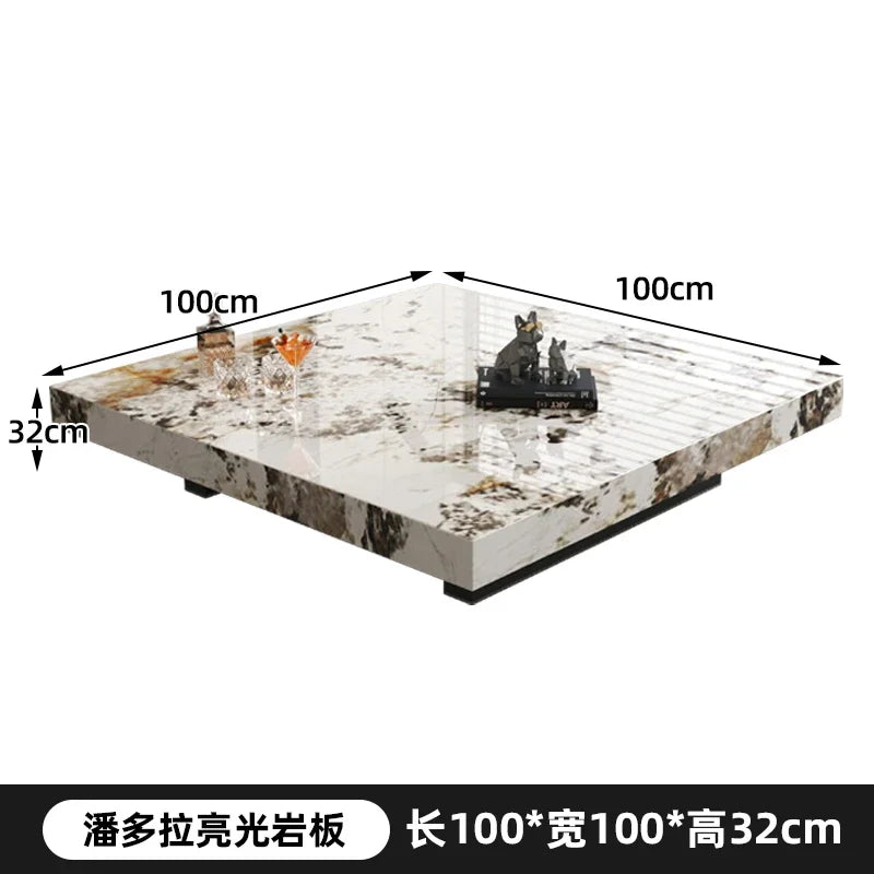Rock Slab Coffee Table Rectangular Countertop — White | KIMLUD