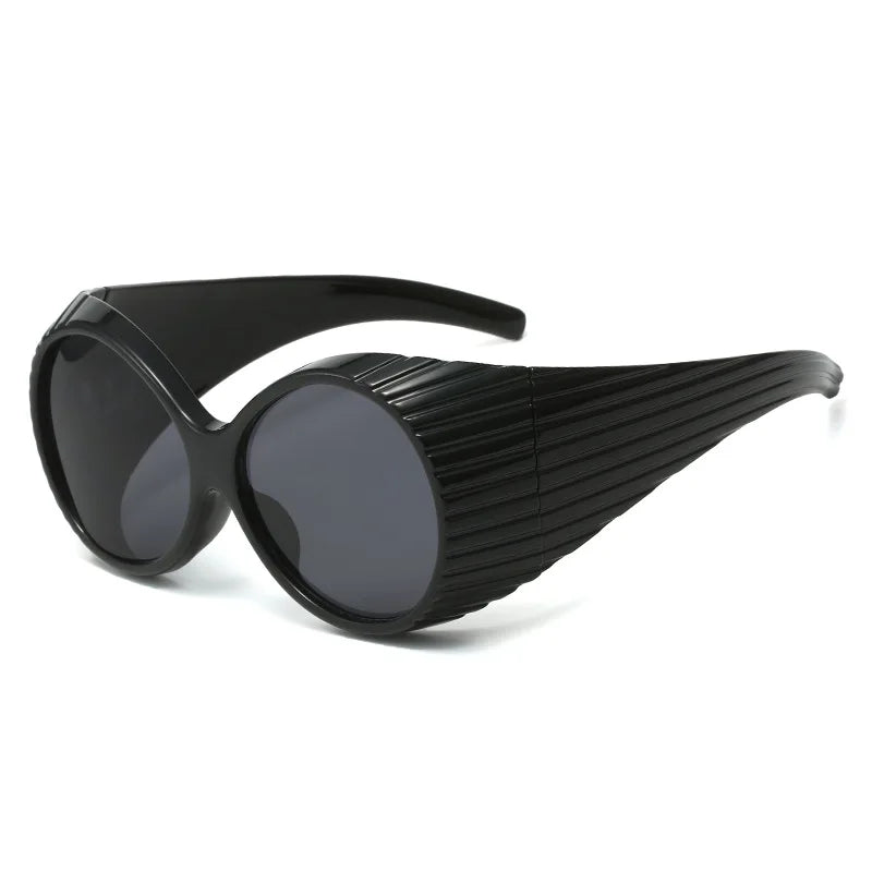 Punk Polycarbonate Solid Sunglasses — Black | KIMLUD