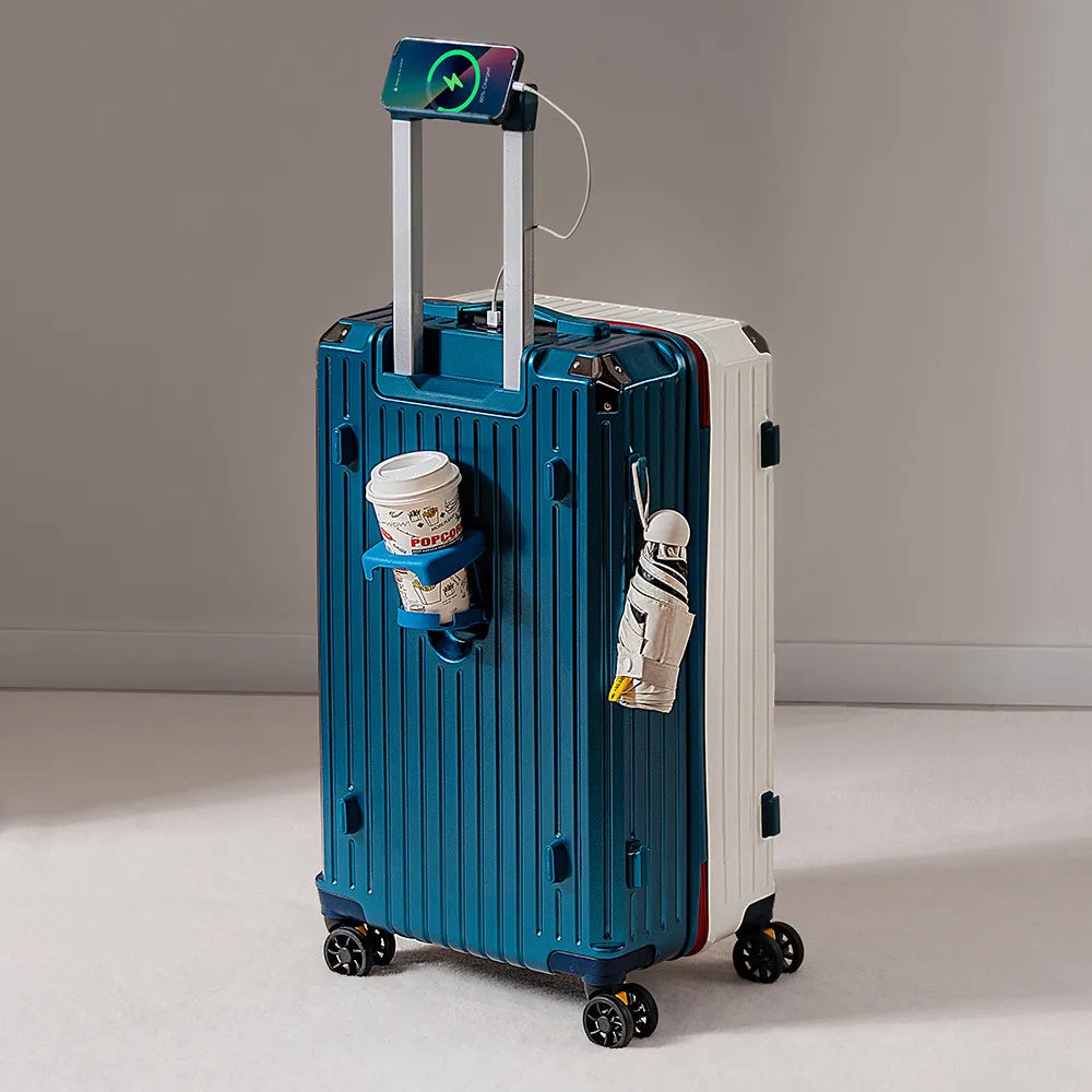 Aluminum Framed Luggage 30/32-Inch Large Cup and Phone Holder — Silver | KIMLUD