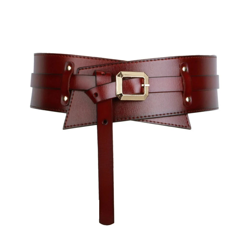 Medieval Leather Waist Belt Women Corset Wide Belts Girdle Belts Wide Cowhide Pin Buckle Waistbands For Dress Coat Decor
