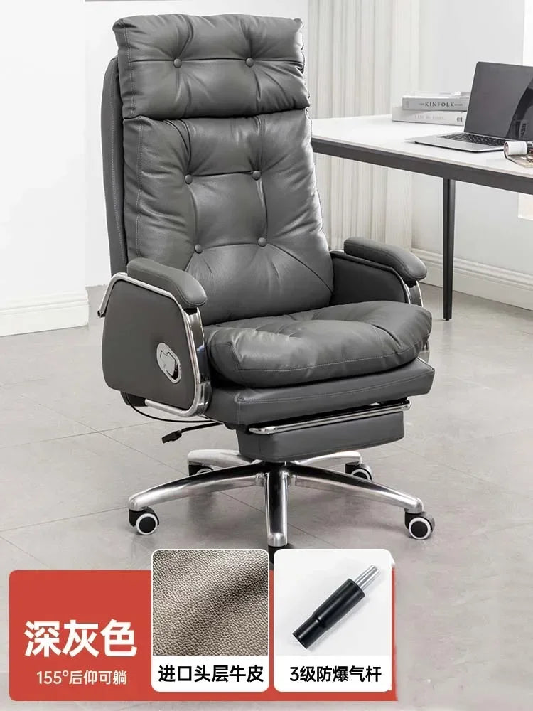 Leather Wheel Office Chair Adjustable Comfortable Modern Ergonomic Chair Mobile Computer Designer Silla Oficina Salon FurnitureY