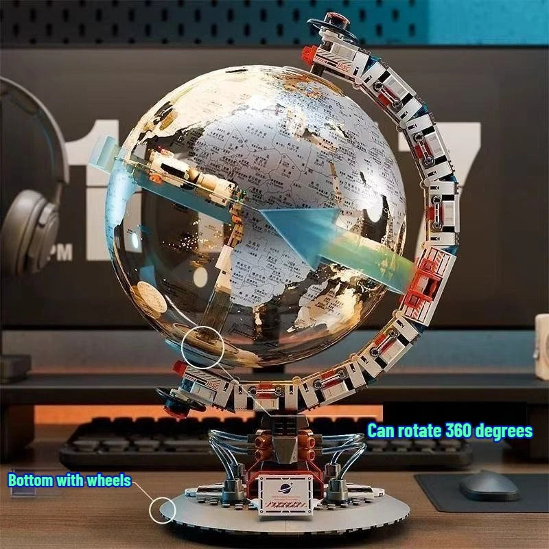 New Creative Technology Space Station Transparent Globe Building Blocks High Tech Construction Bricks Set Toy Gifts For Children