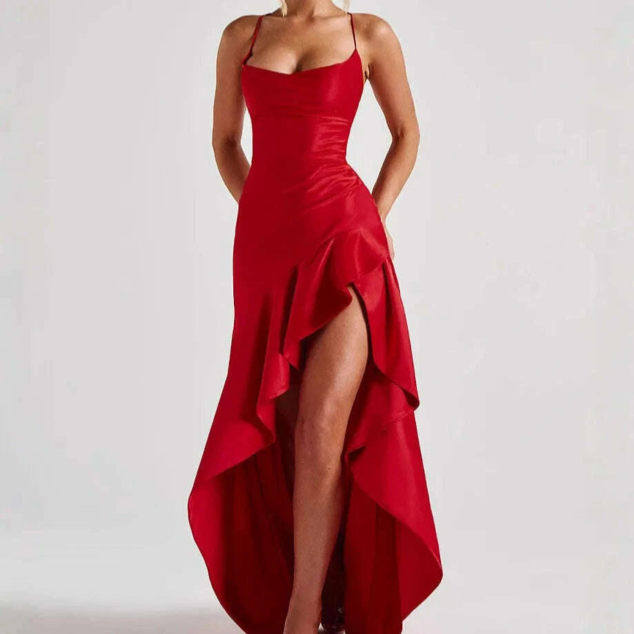 Elegant Slim Bodycon Party Dress Women 2025 Summer Sexy Spaghetti Stra