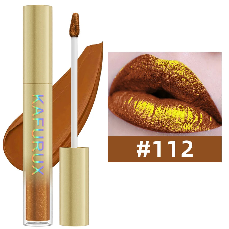 14 Colors Bold Intense Glitter Metallic Lip Gloss Pearlescent Lip Tint,Long Lasting Liquid Lipstick Makeup Gifts for Women Red