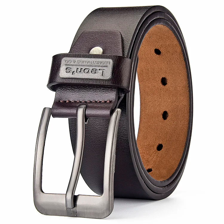【LEON'S】 Buckle Leather Casual Jeans Belt Men High Quality Retro Luxury Male Strap Cintos 3 Colors 2023 NEW