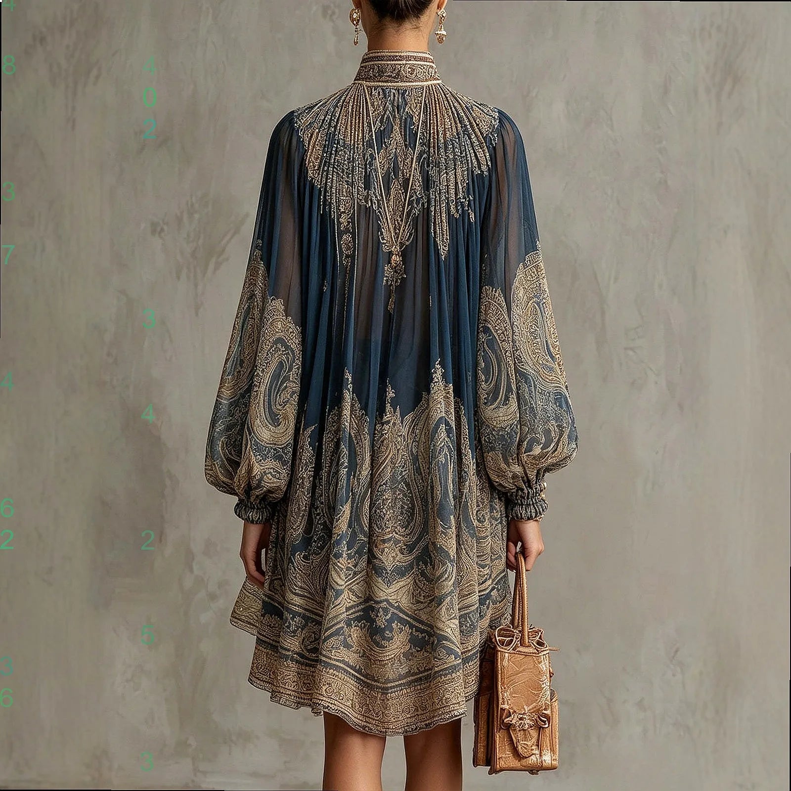 Elegant Chiffon Floral Maxi Dress — Navy Blue | KIMLUD
