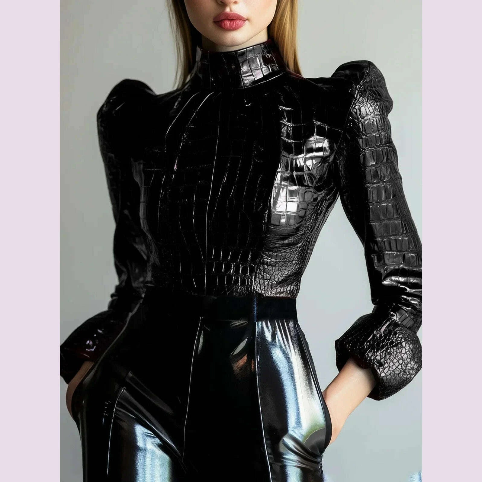 pu-faux-crocodile-leather-t-shirt-for-women-stand-collar-puff-sleeve-high-street-vintage-grunge-goth-y2k-tops-long-sleeve-topkimlud-womens-fashion-34623769