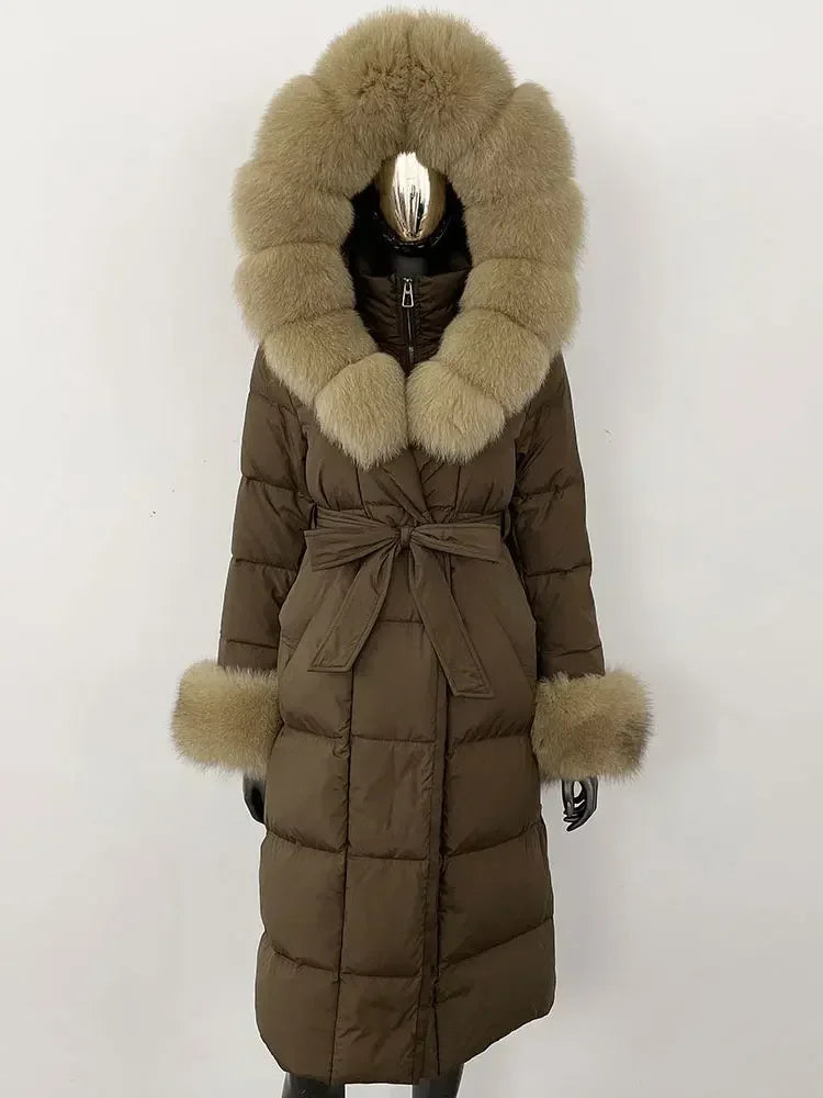 Down Coat – Fur Collar Hooded – Duck Down – White | KIMLUD