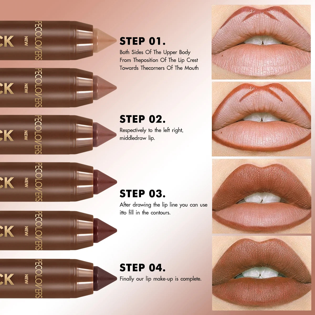 Fine Tip Lip Liner Pen Soft Mist Matte Finish — Brown Red | KIMLUD