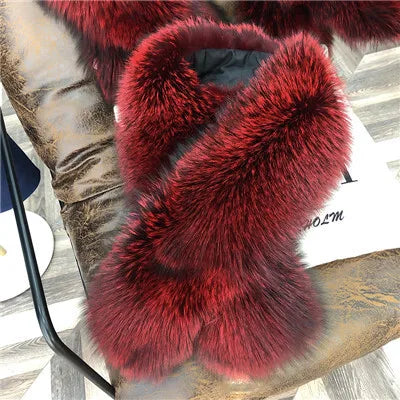 Luxury Real Fox Fur Collar Scarf For Women Winter Warm Genuine Fur Shawls And Wraps Neck Warmer Fur Scarves Female Scarfs Coat