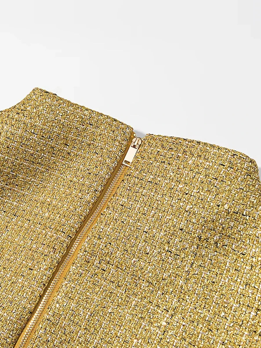 Luxurious Elegant Gilded Solid Wrap Top — Gold | KIMLUD