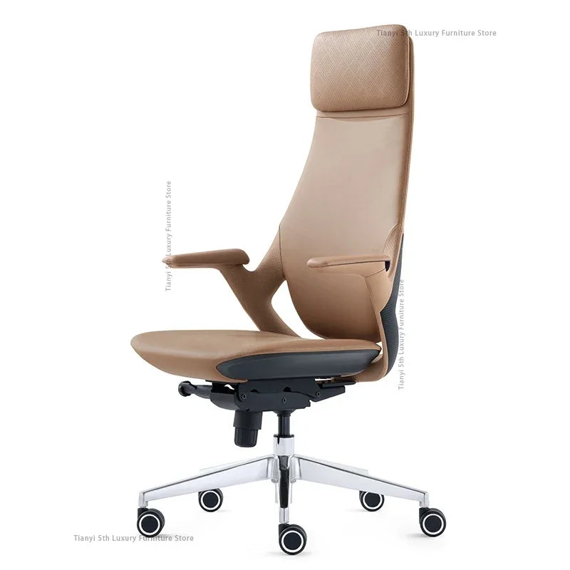 Leather Nordic Ergonomic Solid Office Chair — Blue | KIMLUD