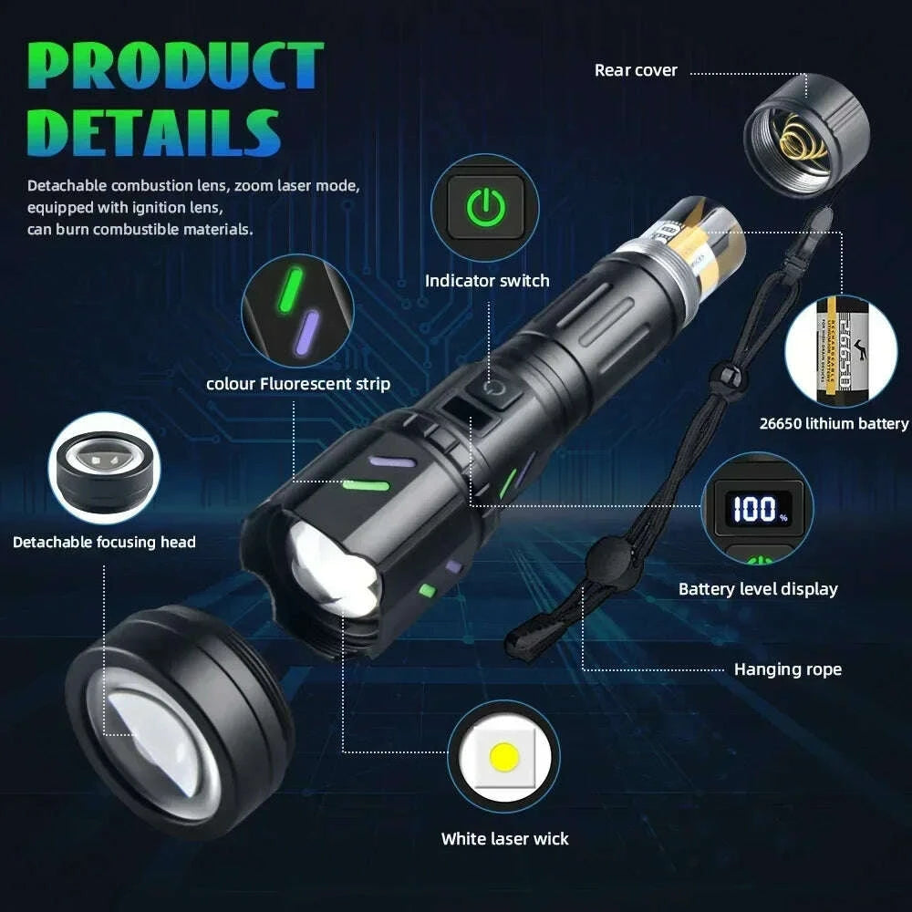 bright-led-white-laser-flashlight-by-26650-battery-zoom-tactical-torch-with-ignition-lens-for-outdoor-camping-emergency-lanternkimludkimlud-35562513