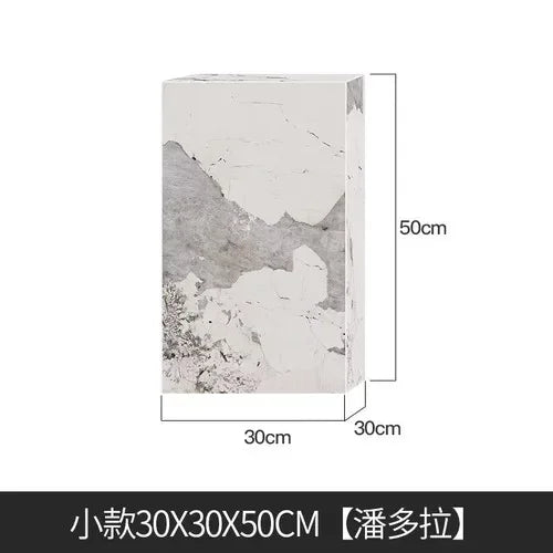 Marble Side Table Minimalist Modern — White | KIMLUD