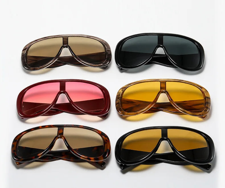 Plastic Oversized Gradient Sunglasses — Burgundy | KIMLUD