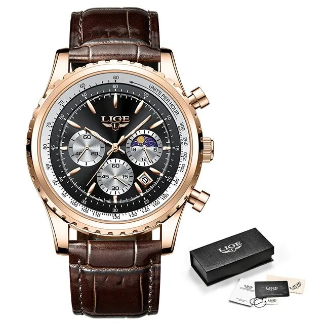 LIGE New Mens Watches Top Brand Luxury Men Wrist Watch Leather Quartz Watch Sports Waterproof Male Clock Relogio Masculino+Box