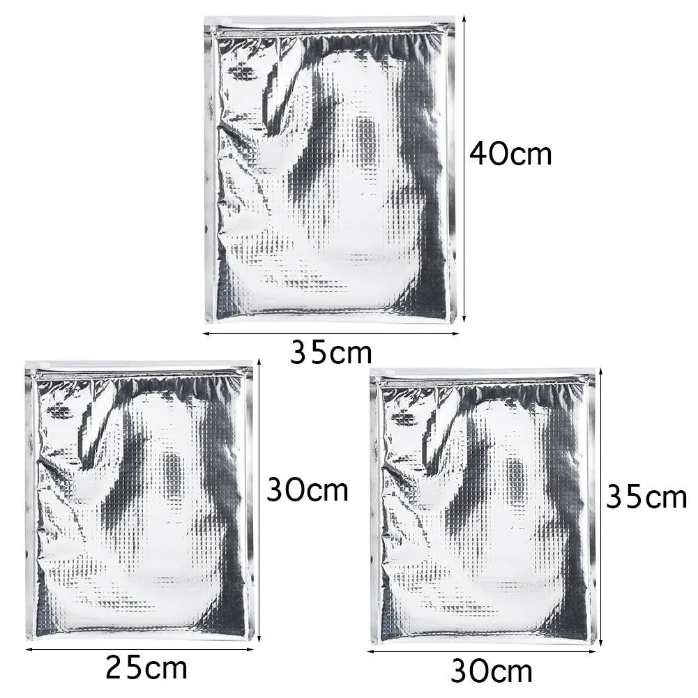 Thermal Cooler Bag Insulated Food Storage Bag 3 Types /set Aluminum Foil Insulated Food Storage Bag Thermal Cooler Silver