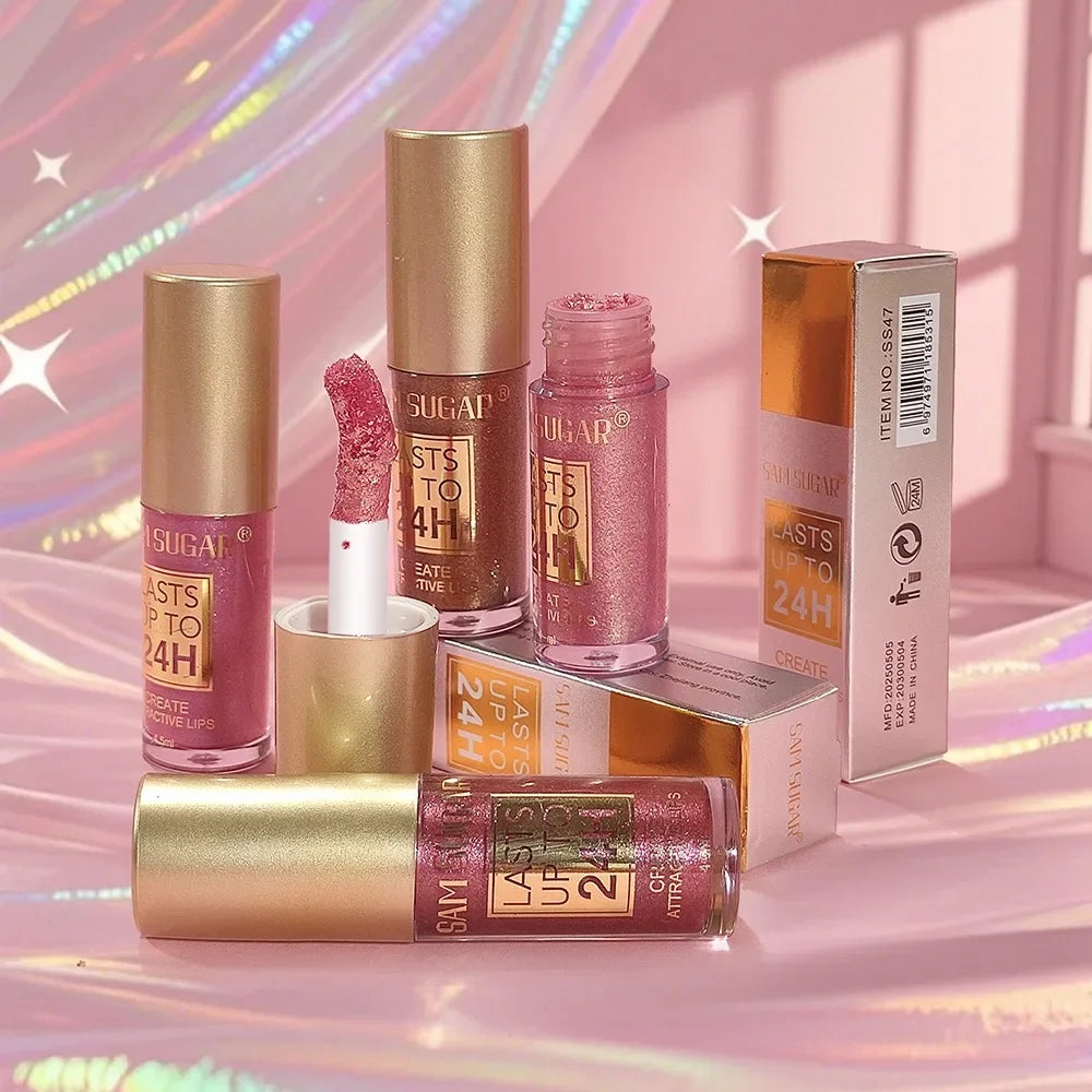 1PC Green Glitter Lip Glaze Waterproof Long Lasting Lip Gloss Bold & Intense Metallic Liquid Lipstick Pearlescent Tint Makeup