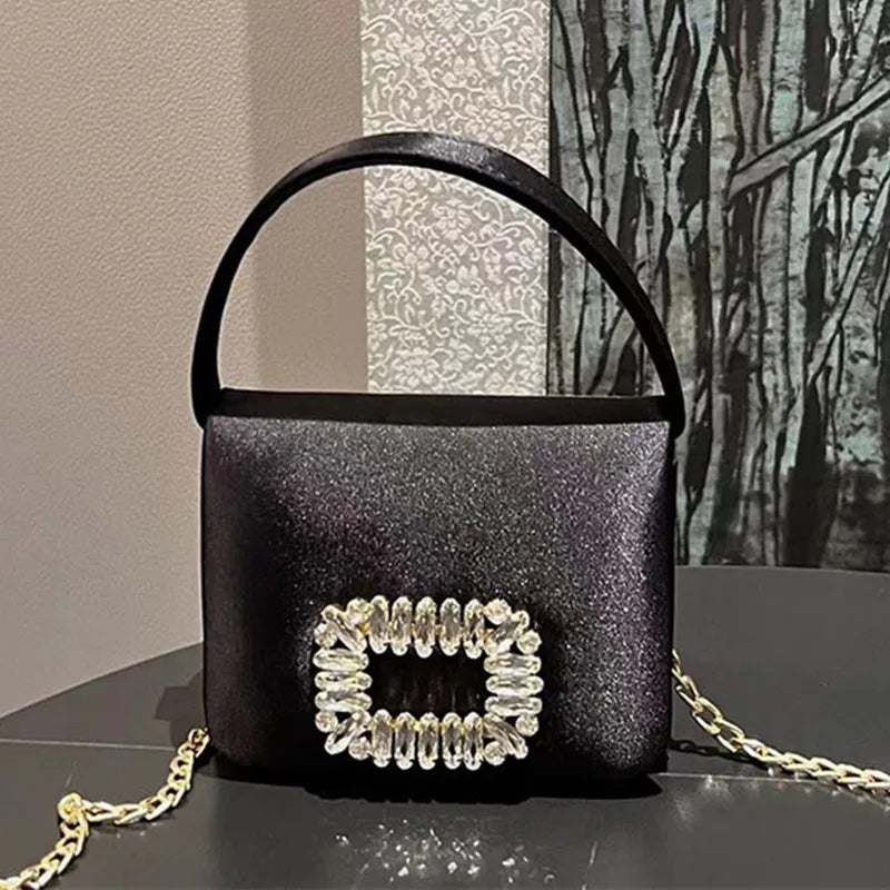 Crystal-Embellished Satin Evening Bag Tassel — Crystal | KIMLUD