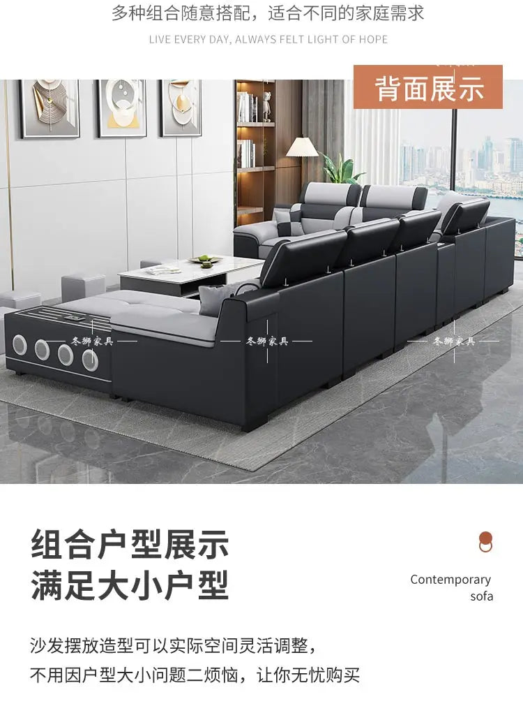 Fabric Sofa Modern Minimalist U-Shape — Gray | KIMLUD