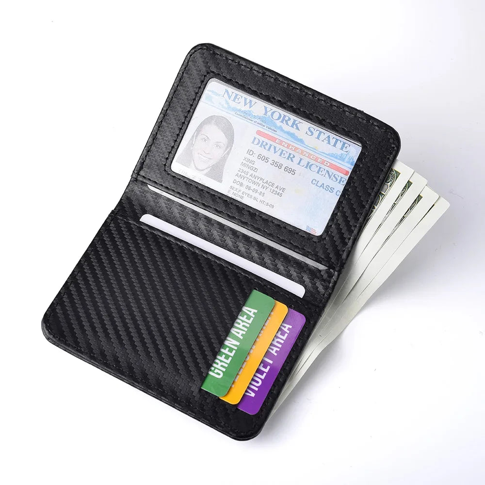 Portable Carbon Fiber Super Slim Soft Wallet PU Leather Mini Credit Card Purse Card Holder Men Wallet Thin Small Short Money Bag