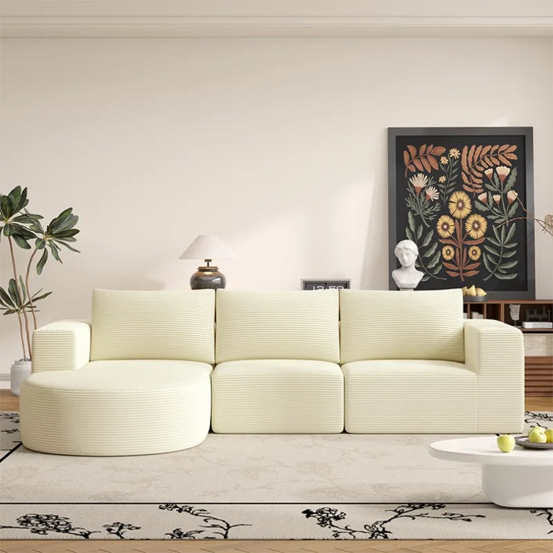 Corduroy Two-Seater Sofa With Italian Minimalist Lines And Subtle Depth — Blue | KIMLUD