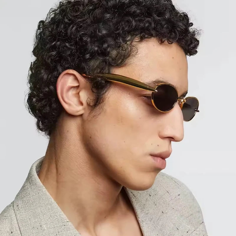 Metal Sunglasses Y2K Oval Small Frame — Colorful | KIMLUD