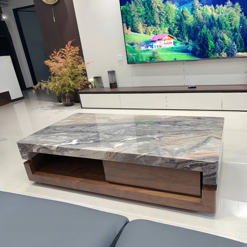 Solid Wood Coffee Table Minimalist Round — Charcoal Black | KIMLUD