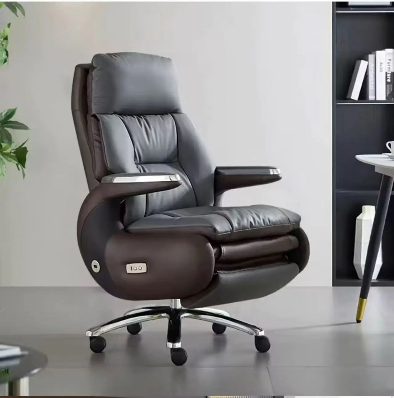 Synthetic Leather Executive Swivel Chair High Back — Black | KIMLUD