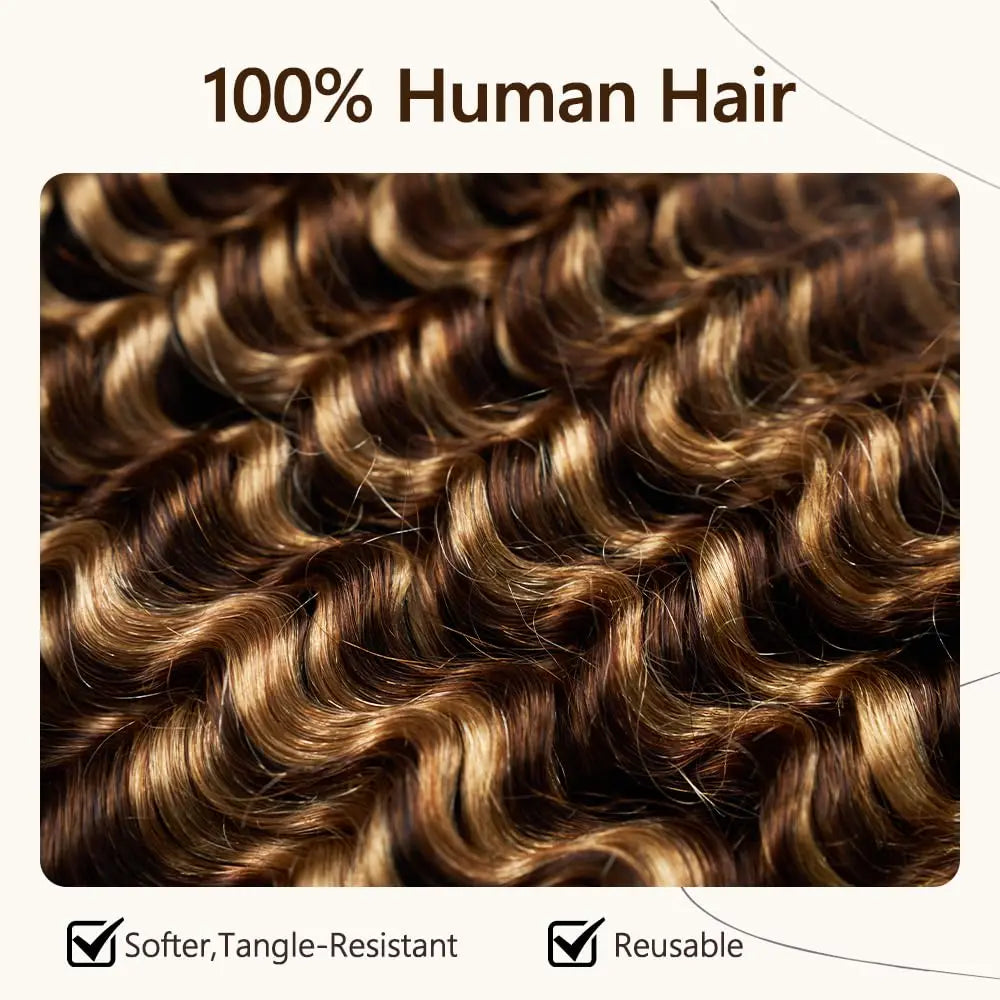 Crochet Hair – Highlight Colored Deep Wave – Brazilian Hair | KIMLUD