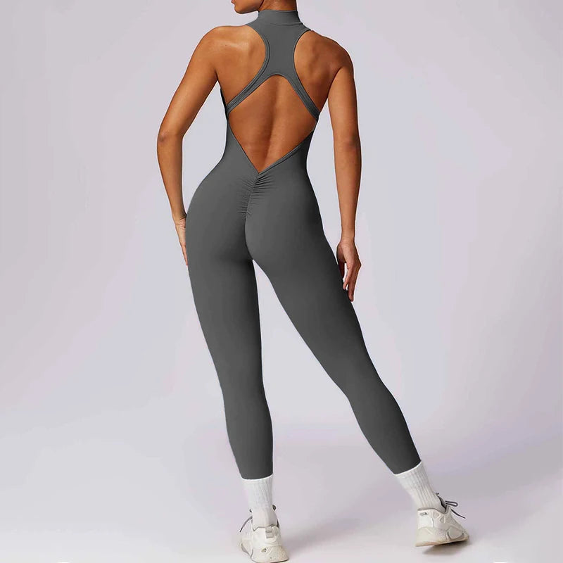 Jumpsuit – Backless Scrunch Sporty – Nylon Elastane – Slim Fit | KIMLUD