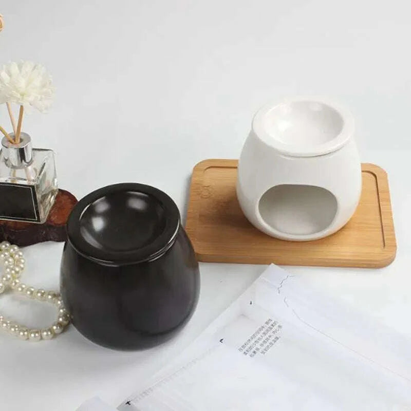 KIMLUD, Nordic Style Porcelain Essential Oil Burner Candle Holder Oil Lamp Aroma Censer for Indoor Smell Supply Home Decor, KIMLUD Womens Clothes