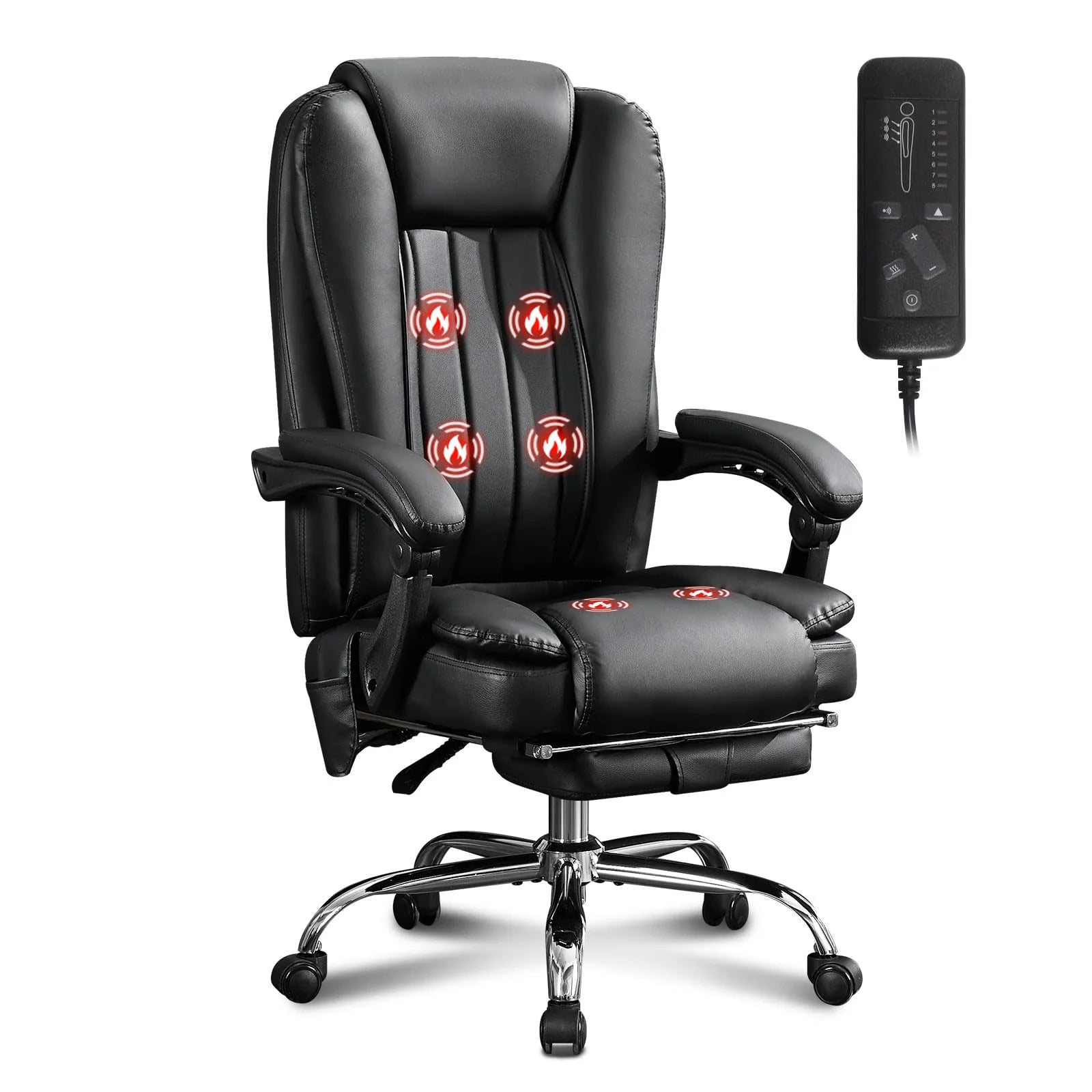 KIMLUD, Massage Chair Office Electric Leather Executive Chair Adjustable Height Reclining Nap Chair 3 Intensity Levels Latex Cushion, KIMLUD Womens Clothes