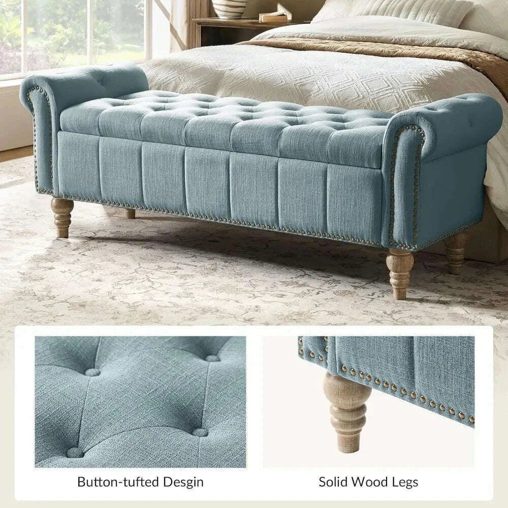 farmhouse-upholstered-storage-bench-end-of-bed-bench-with-vintage-button-tufted-designbluekimlud-womens-fashion-34604480