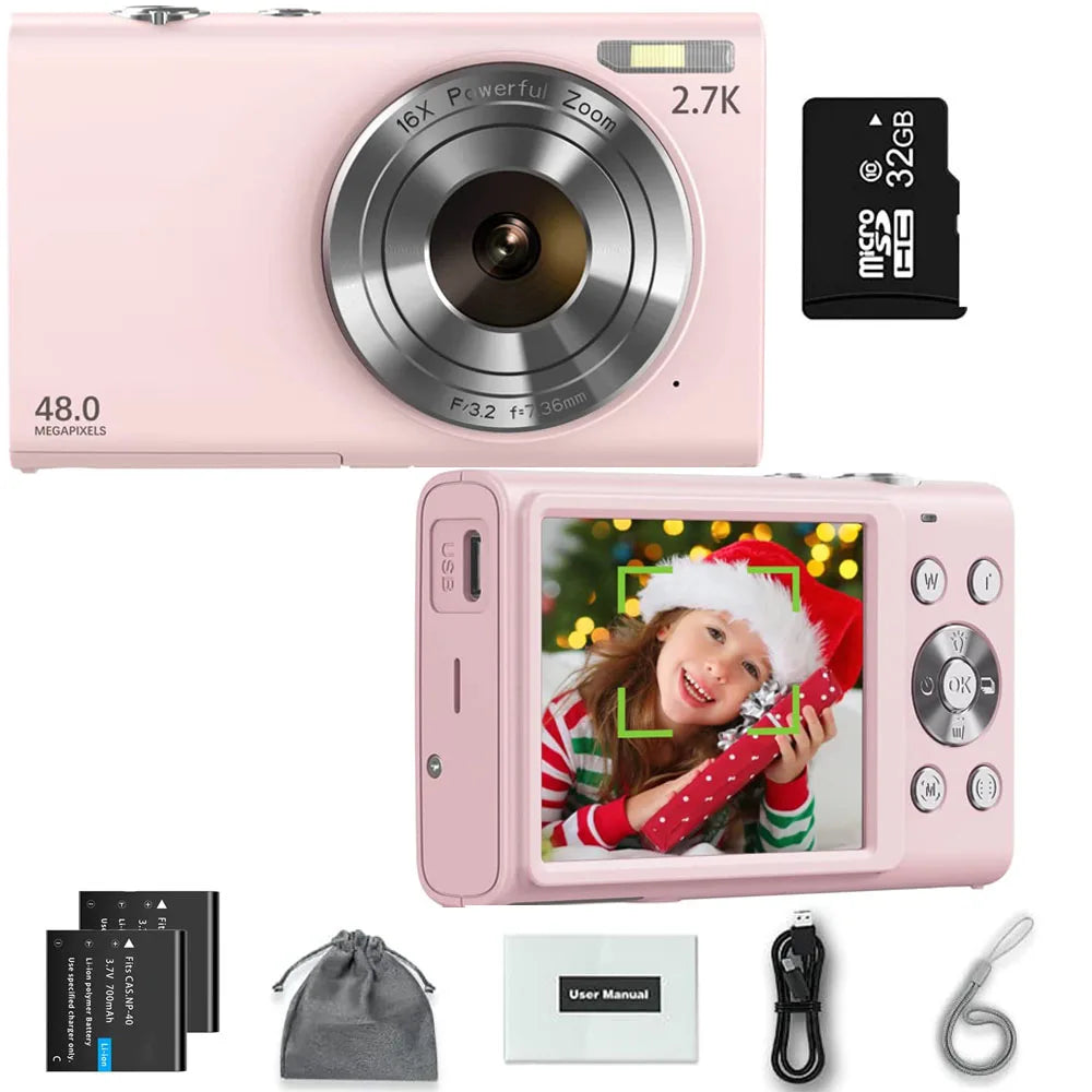 Plastic Vlogging Camera 4K Autofocus — Pink | KIMLUD