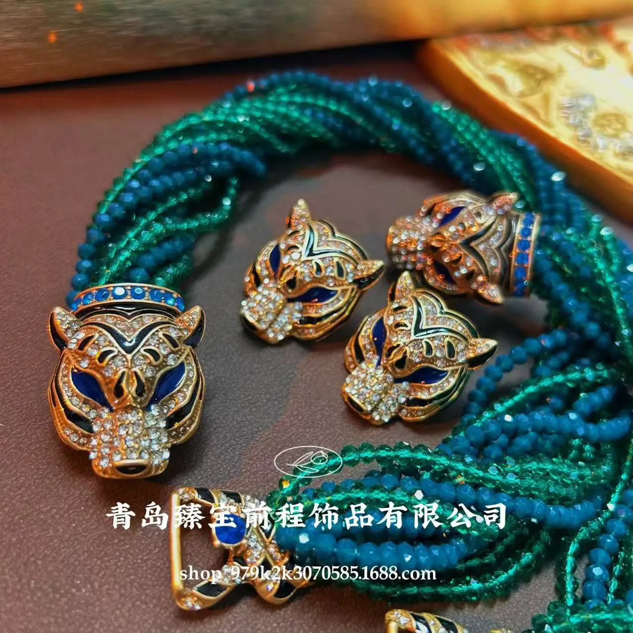 Enamel Leopard Beaded Necklaces — Antique Gold | KIMLUD