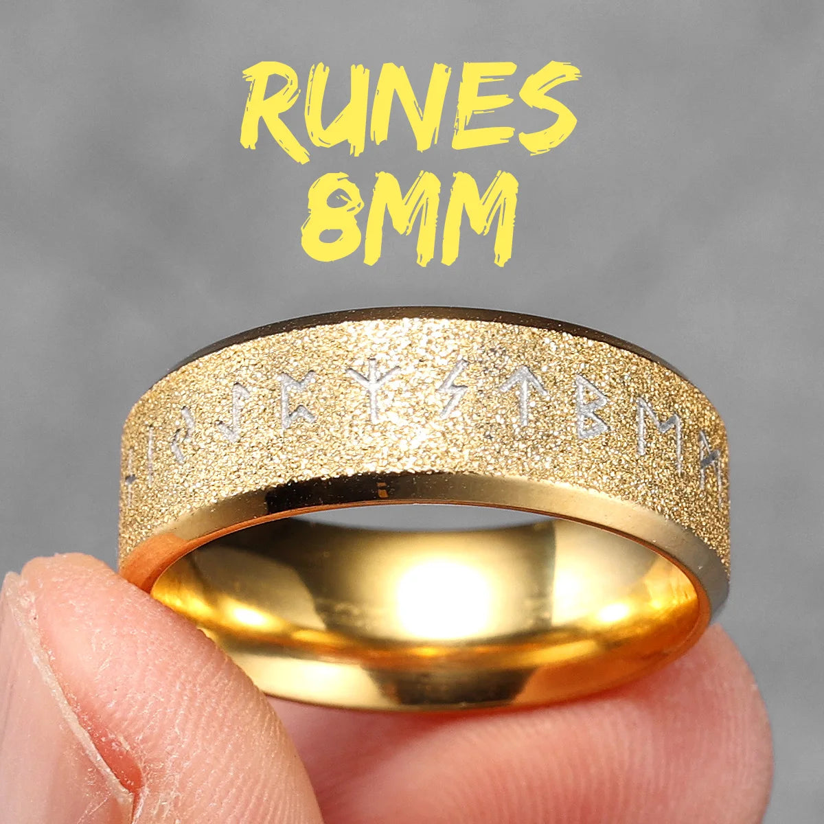 Viking Runes Simple Matte Shiny Stainless Steel Men Rings Punk New In For Male Women Fashion Jewelry Creativity Gift Wholesale