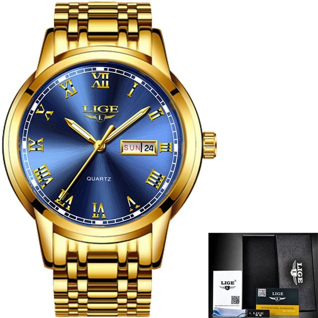 LIGE 2023 New Gold Watch Women Watches Ladies Creative Steel Women's Bracelet Watches Female Waterproof Clock Relogio Feminino
